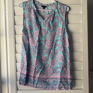 NWOT Talbots Floral Sleeveless Blouse - Pink and Blue